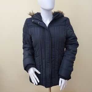 New Look Black Puffer Coat Size M
